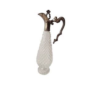 60's Leonard Silver Plate Cut Crystal Decanter